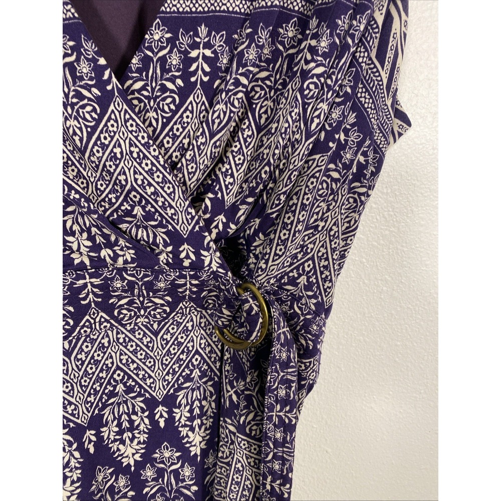 Tory‎ Burch Womens Wrap Dress Sz L Geometric Sleeveless Flowy Boho Purple Y1 - Picture 3 of 6